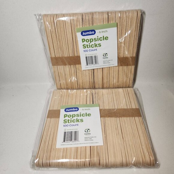 200 Count Jumbo Popsicle Sticks 6" Craft School Art Supplies Wooden Waxing Wax - Picture 9 of 11